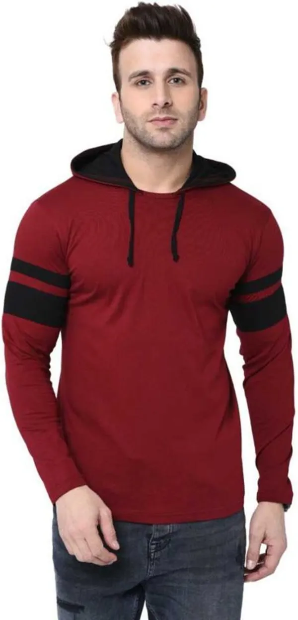 Maroon_Cotton_Blend_Full_Sleeve_Colorblock_Hooded_Neck_Regular_T-Shirt_For_Men