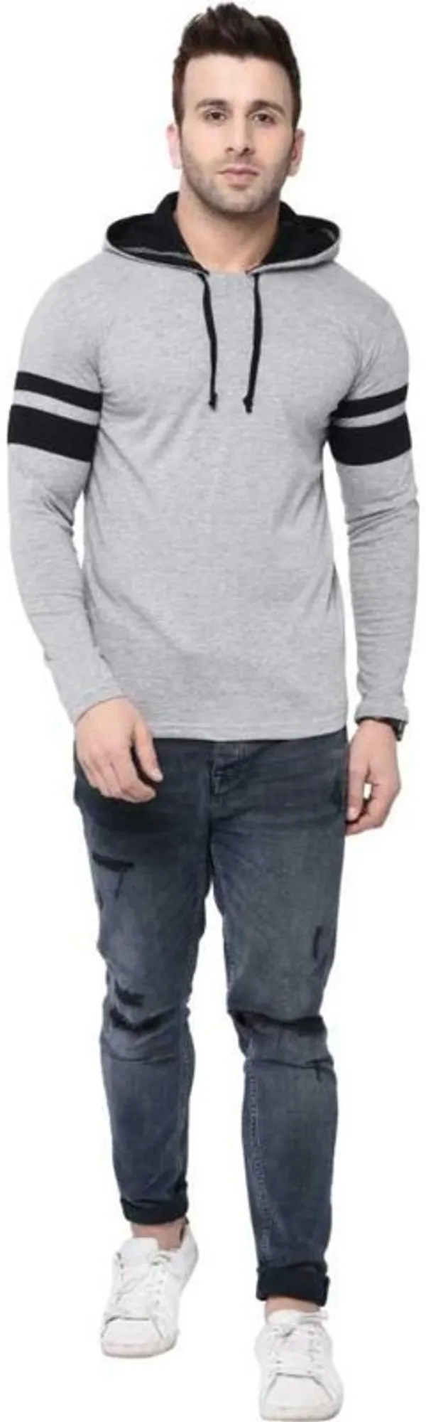 Grey_Cotton_Blend_Full_Sleeve_Colorblock_Hooded_Neck_Regular_T-Shirt_For_Men