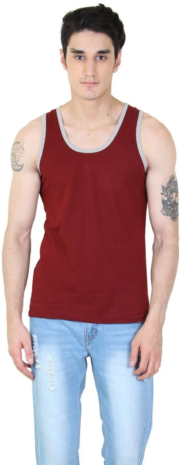 Maroon_Cotton_Blend_Solid_Square_Neck_Sleeveless_Vest_For_Men