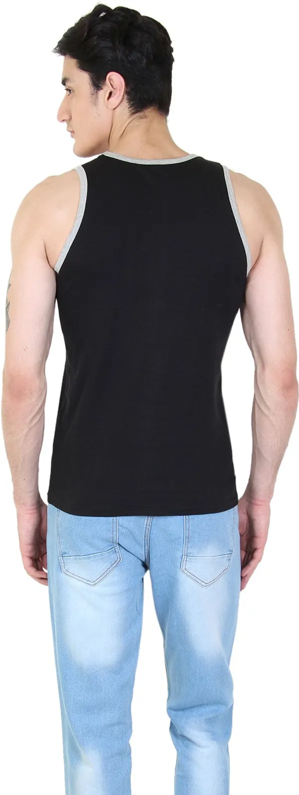 Black_Cotton_Blend_Solid_Square_Neck_Sleeveless_Vest_For_Men