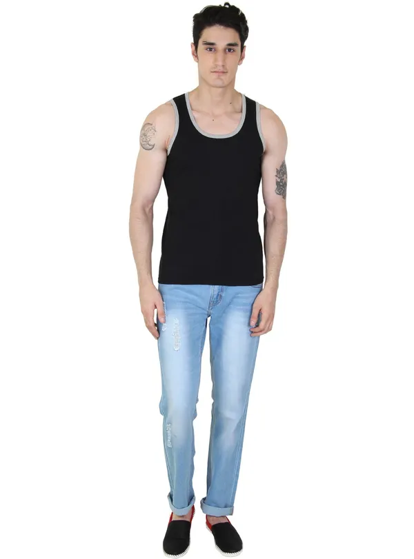 Black_Cotton_Blend_Solid_Square_Neck_Sleeveless_Vest_For_Men