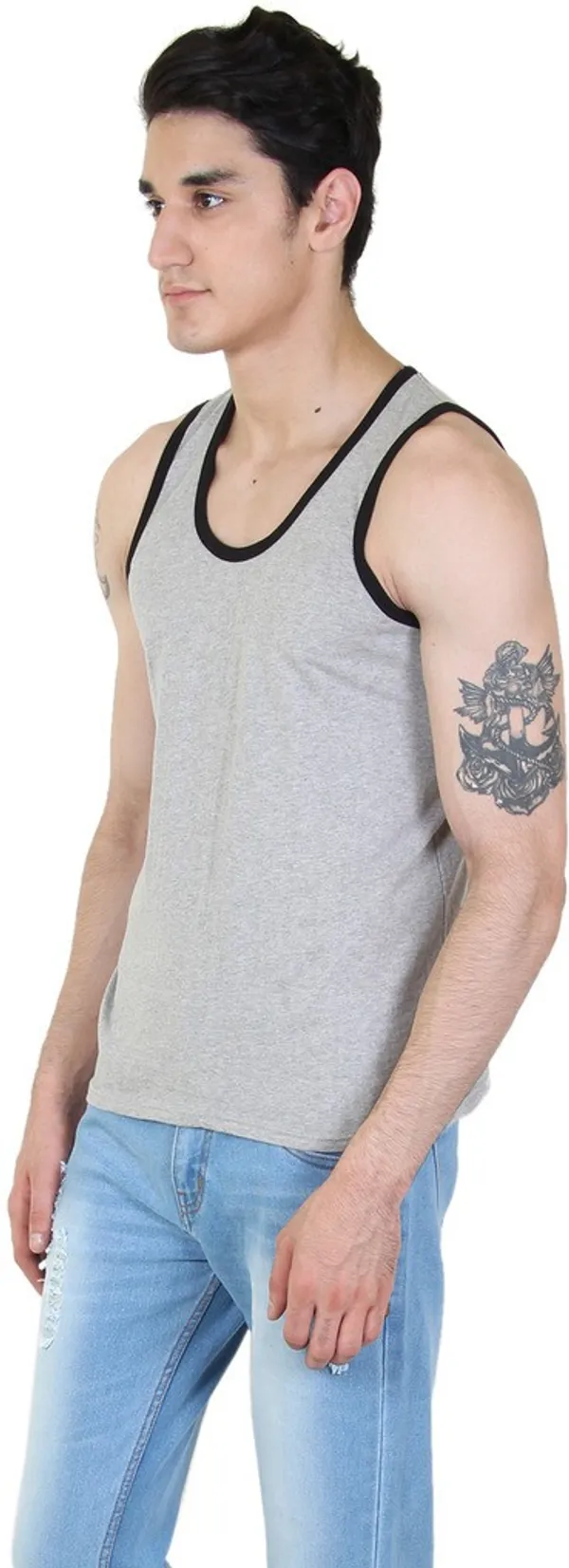 Grey_Cotton_Blend_Solid_Square_Neck_Sleeveless_Vest_For_Men