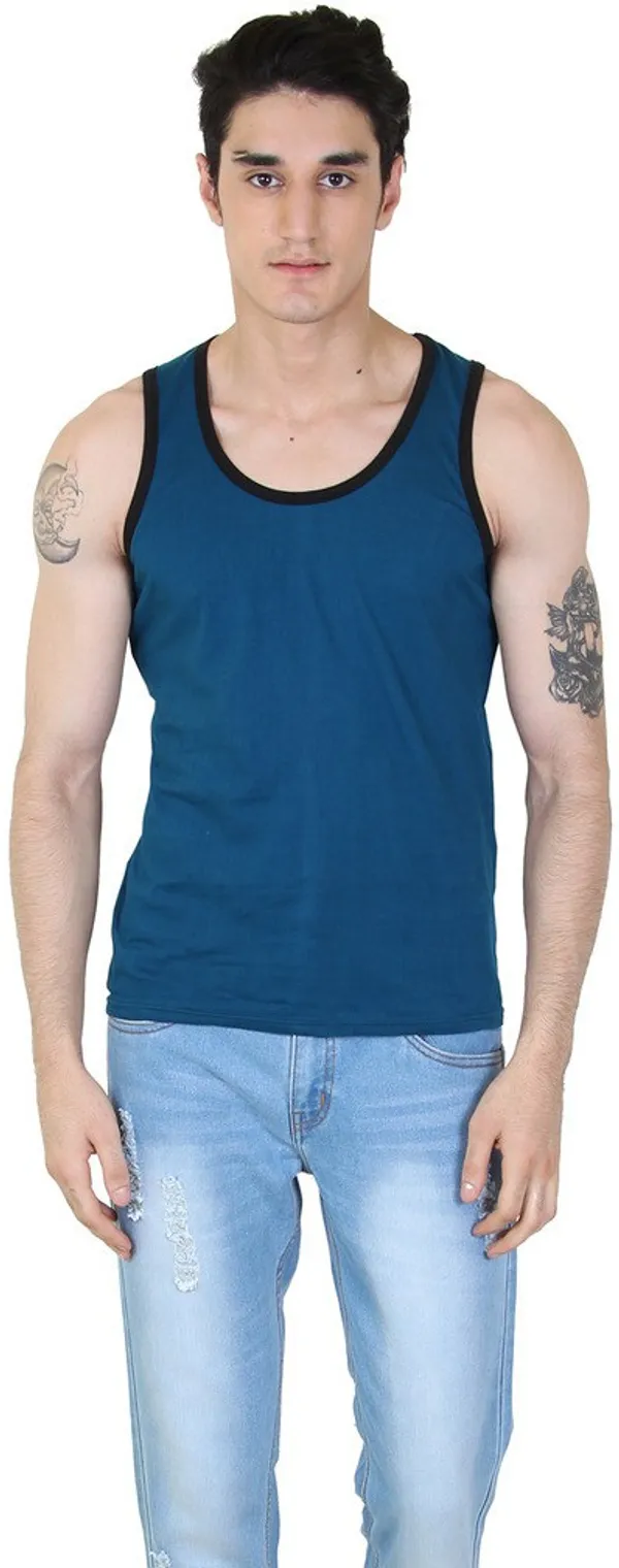 Light_Green_Cotton_Blend_Solid_Square_Neck_Sleeveless_Vest_For_Men