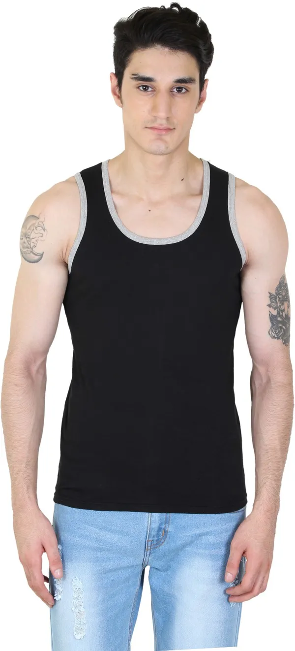 Black_Cotton_Blend_Solid_Square_Neck_Sleeveless_Vest_For_Men
