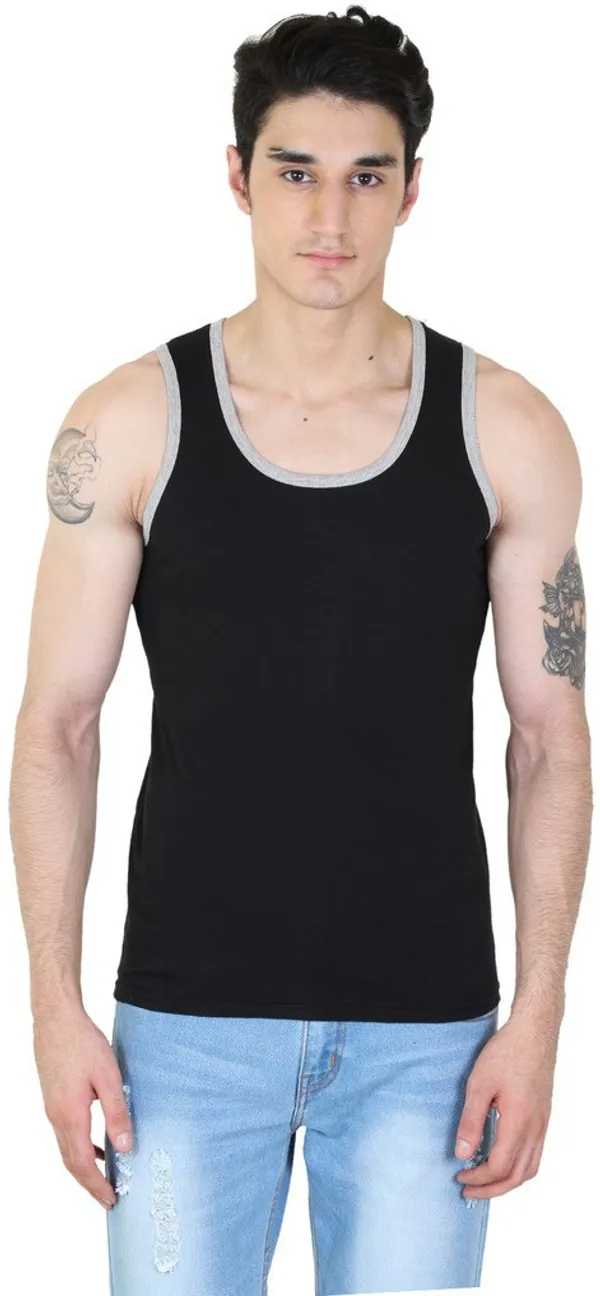 Black_Cotton_Blend_Solid_Square_Neck_Sleeveless_Vest_For_Men