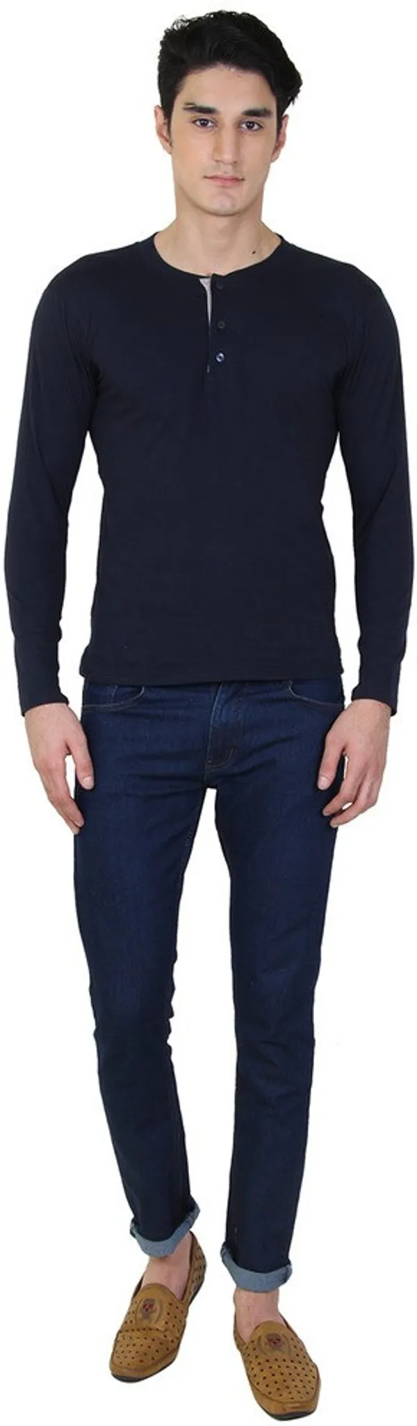 Blue_Cotton_Blend_Full_Sleeve_Solid_Henley_Neck_Regular_T-Shirt_For_Men