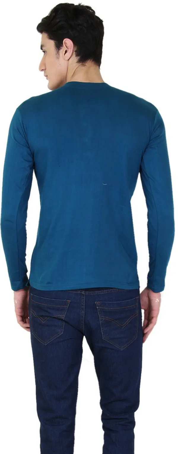 Light_Green_Cotton_Blend_Full_Sleeve_Solid_Henley_Neck_Regular_T-Shirt_For_Men