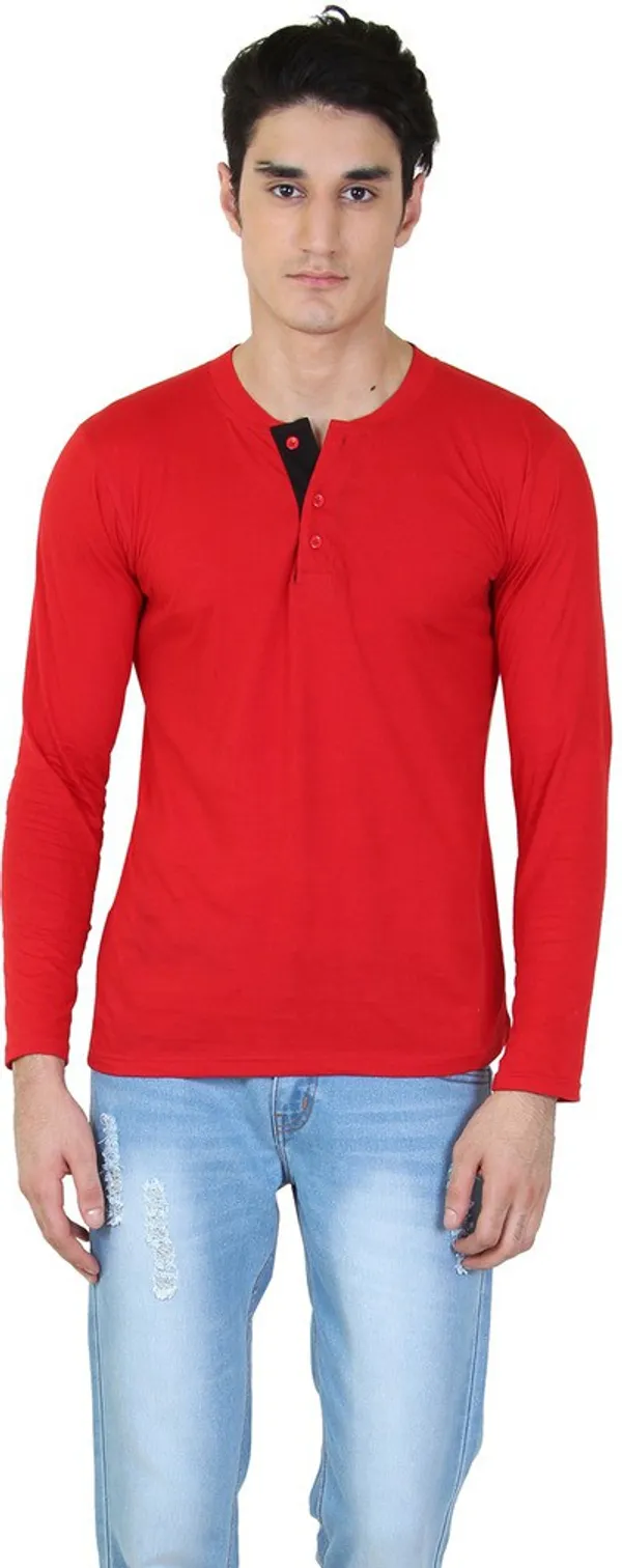 Red_Cotton_Blend_Full_Sleeve_Solid_Henley_Neck_Regular_T-Shirt_For_Men