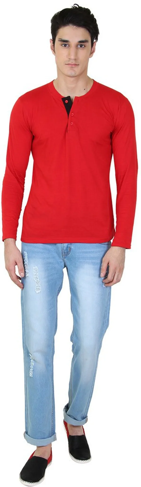 Red_Cotton_Blend_Full_Sleeve_Solid_Henley_Neck_Regular_T-Shirt_For_Men