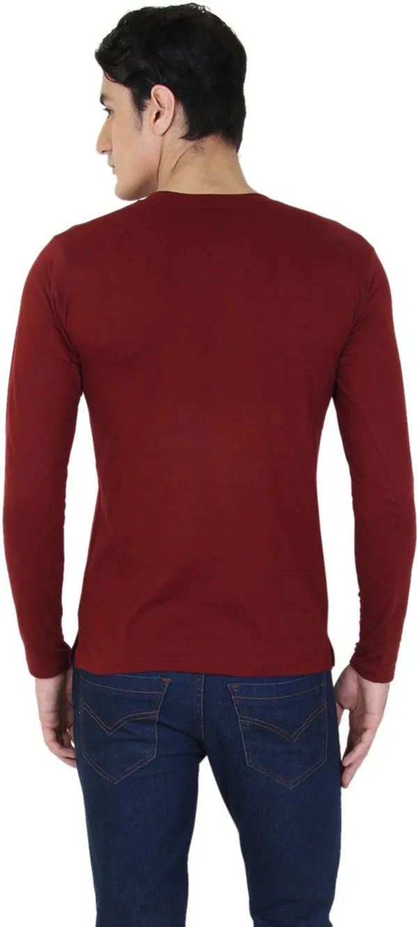 Maroon_Cotton_Blend_Full_Sleeve_Solid_Henley_Neck_Regular_T-Shirt_For_Men