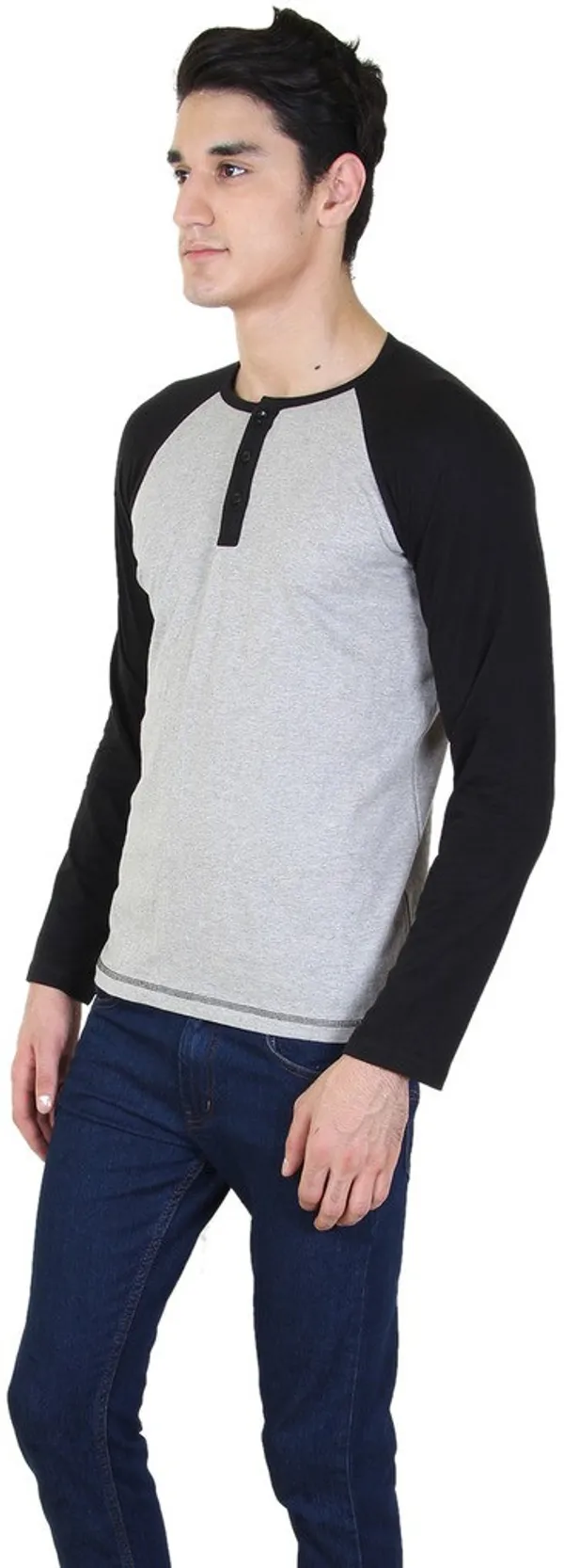 Grey_Cotton_Blend_Full_Sleeve_Solid_Henley_Neck_Regular_T-Shirt_For_Men