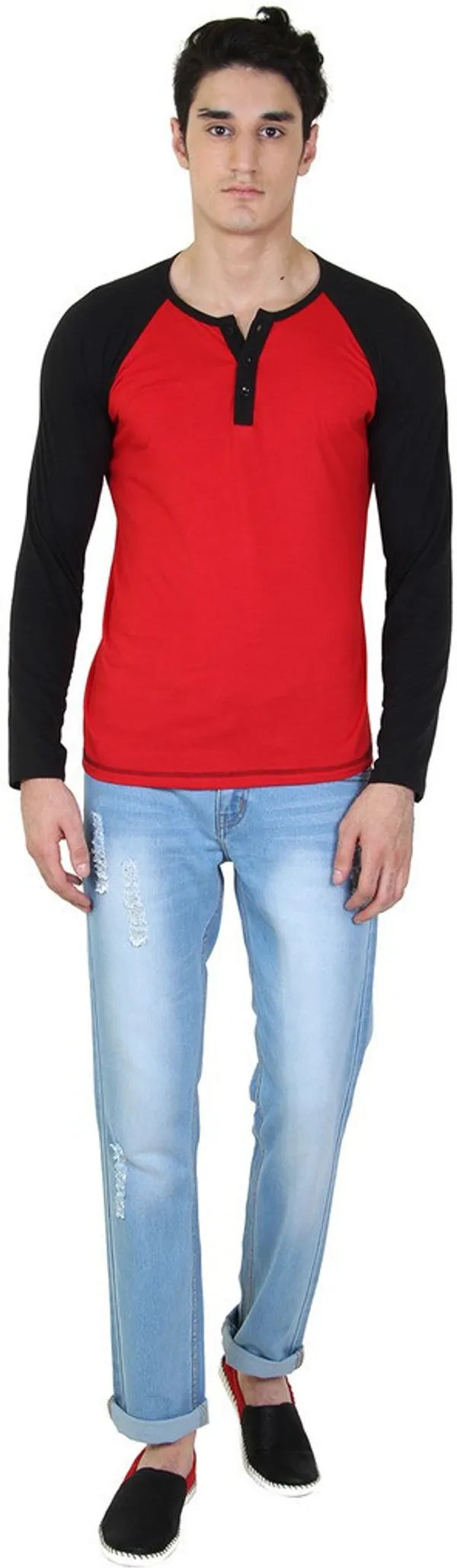 Red_Cotton_Blend_Full_Sleeve_Solid_Henley_Neck_Regular_T-Shirt_For_Men