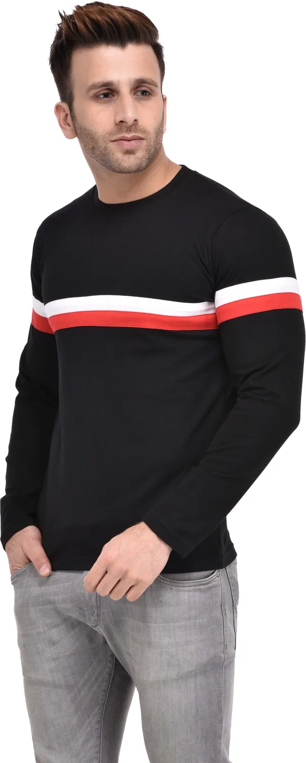 Cotton_Blend_Full_Sleeve_Solid_Round_Neck_Slim_T-Shirt_For_Men