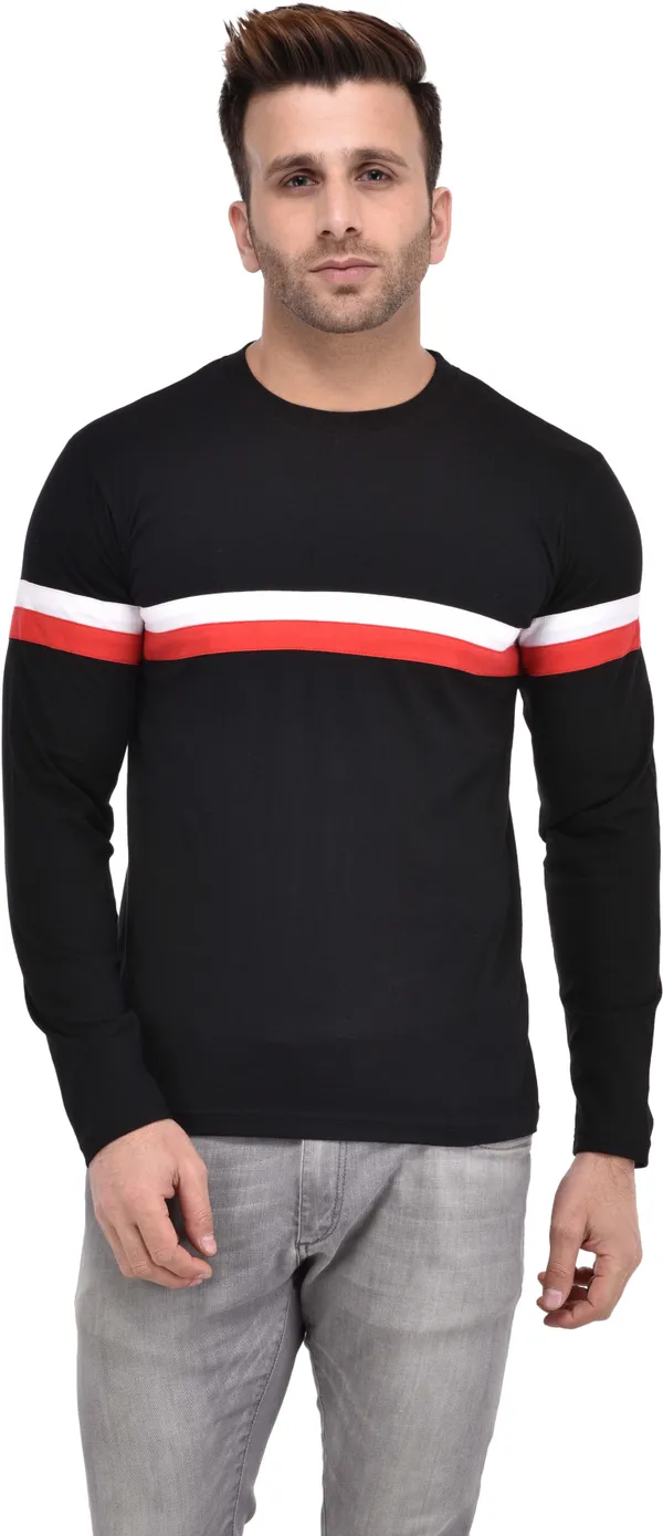 Cotton_Blend_Full_Sleeve_Solid_Round_Neck_Slim_T-Shirt_For_Men