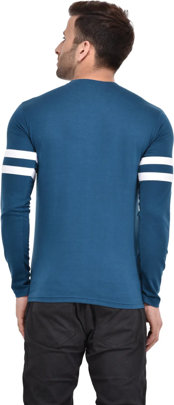 Light_Blue_Cotton_Blend_Full_Sleeve_Solid_Round_Neck_Slim_T-Shirt_For_Men