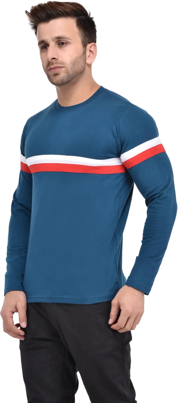 Cotton_Blend_Full_Sleeve_Solid_Round_Neck_Slim_T-Shirt_For_Men
