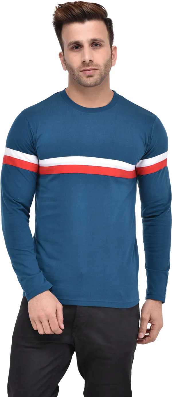 Cotton_Blend_Full_Sleeve_Solid_Round_Neck_Slim_T-Shirt_For_Men