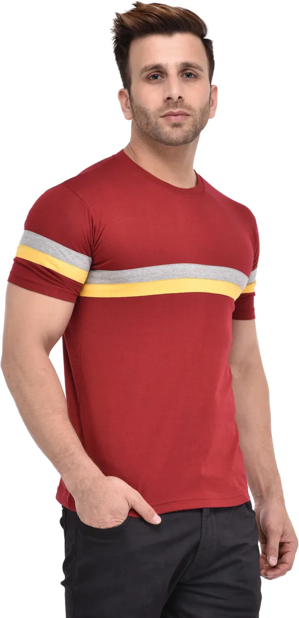 Cotton_Blend_Half_Sleeve_Solid_Round_Neck_Slim_T-Shirt_For_Men