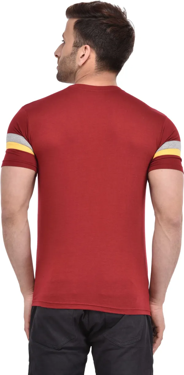 Cotton_Blend_Half_Sleeve_Solid_Round_Neck_Slim_T-Shirt_For_Men