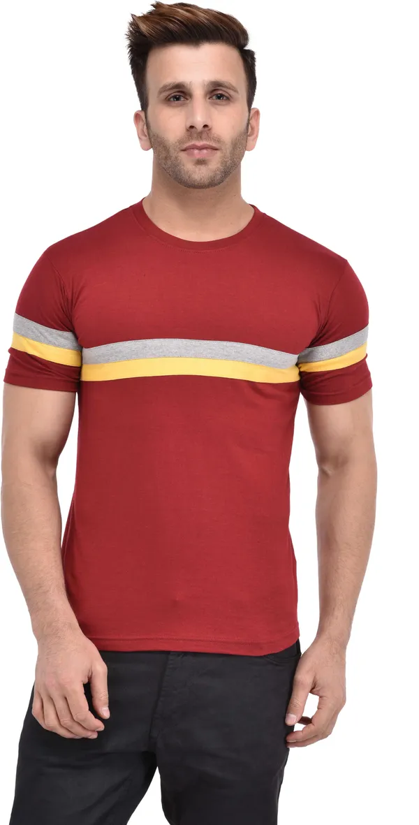 Cotton_Blend_Half_Sleeve_Solid_Round_Neck_Slim_T-Shirt_For_Men