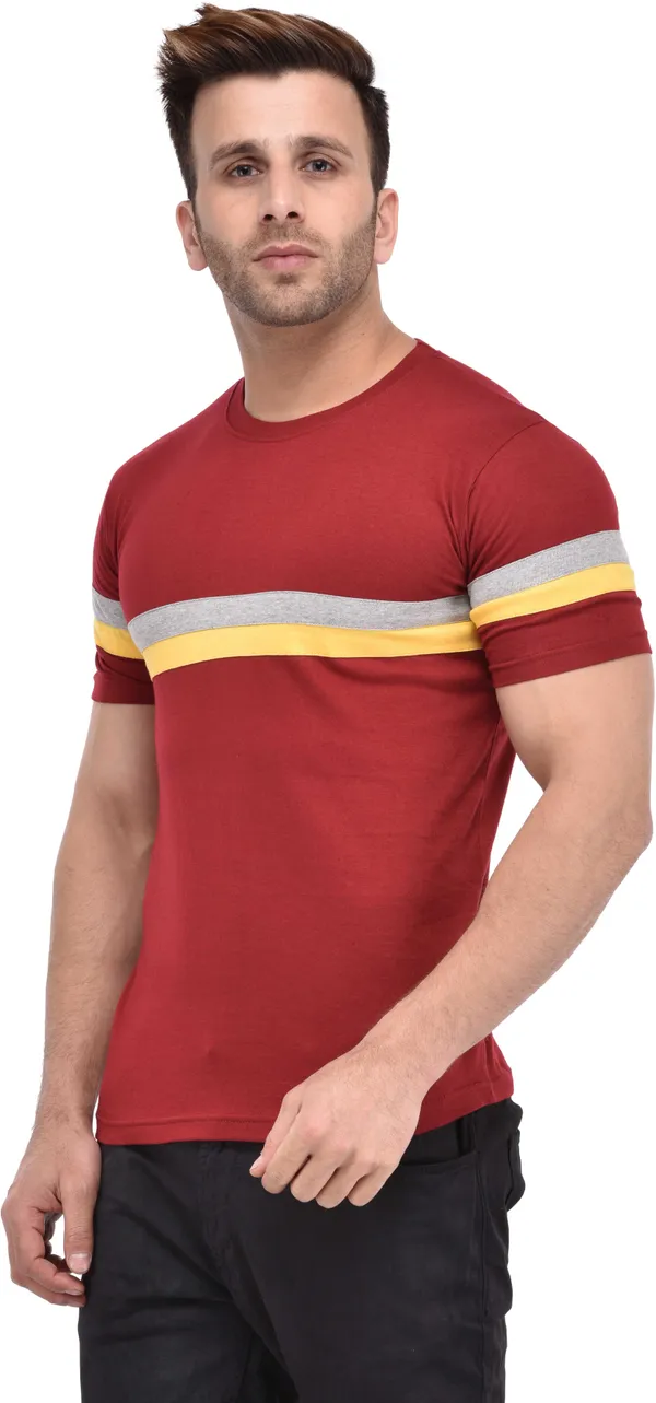 Cotton_Blend_Half_Sleeve_Solid_Round_Neck_Slim_T-Shirt_For_Men