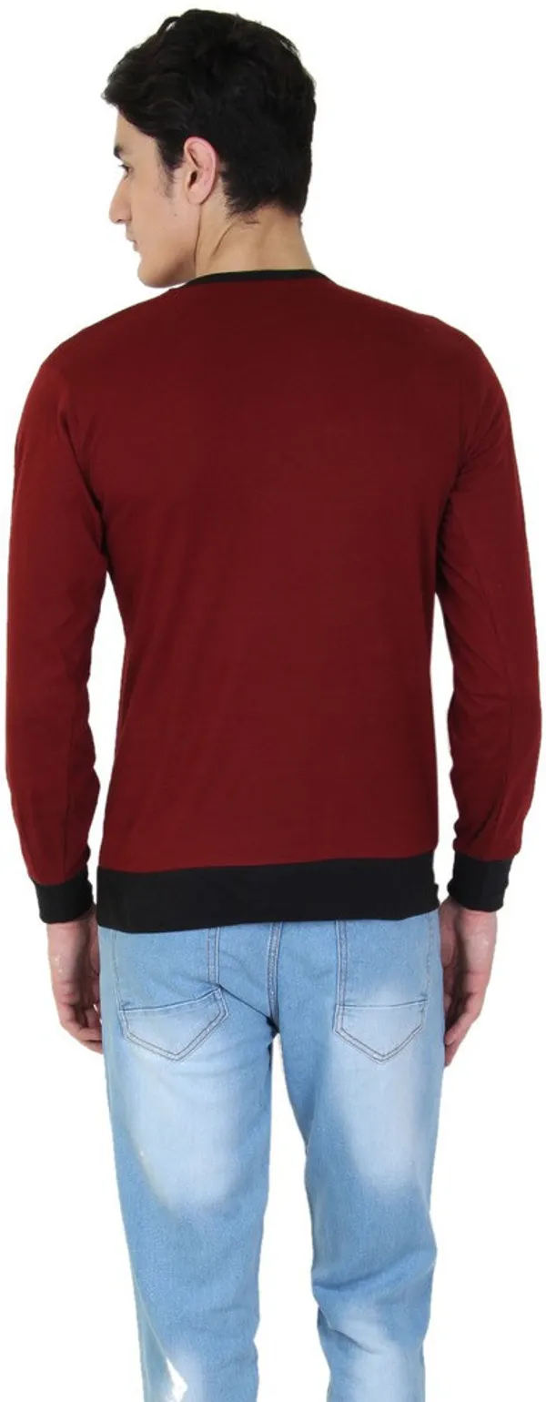 Maroon_Cotton_Blend_Full_Sleeve_Solid_Round_Neck_Regular_T-Shirt_For_Men