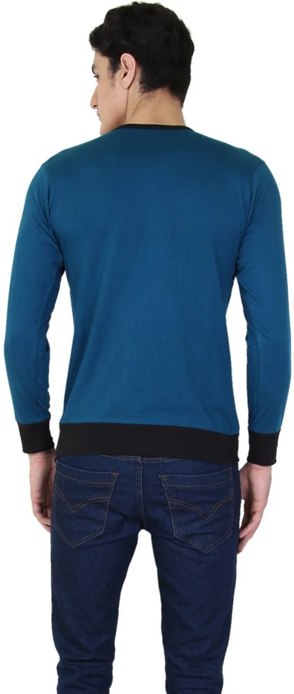 Light_Green_Cotton_Blend_Full_Sleeve_Solid_Round_Neck_Regular_T-Shirt_For_Men