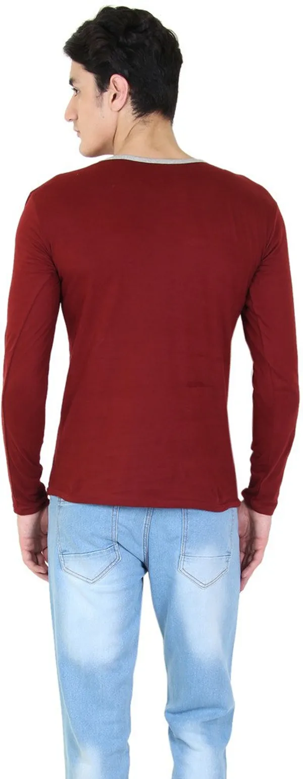 Maroon_Cotton_Blend_Full_Sleeve_Solid_Round_Neck_Regular_T-Shirt_For_Men