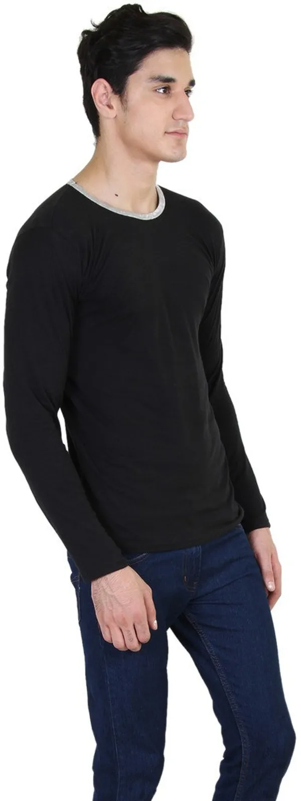 Black_Cotton_Blend_Full_Sleeve_Solid_Round_Neck_Regular_T-Shirt_For_Men