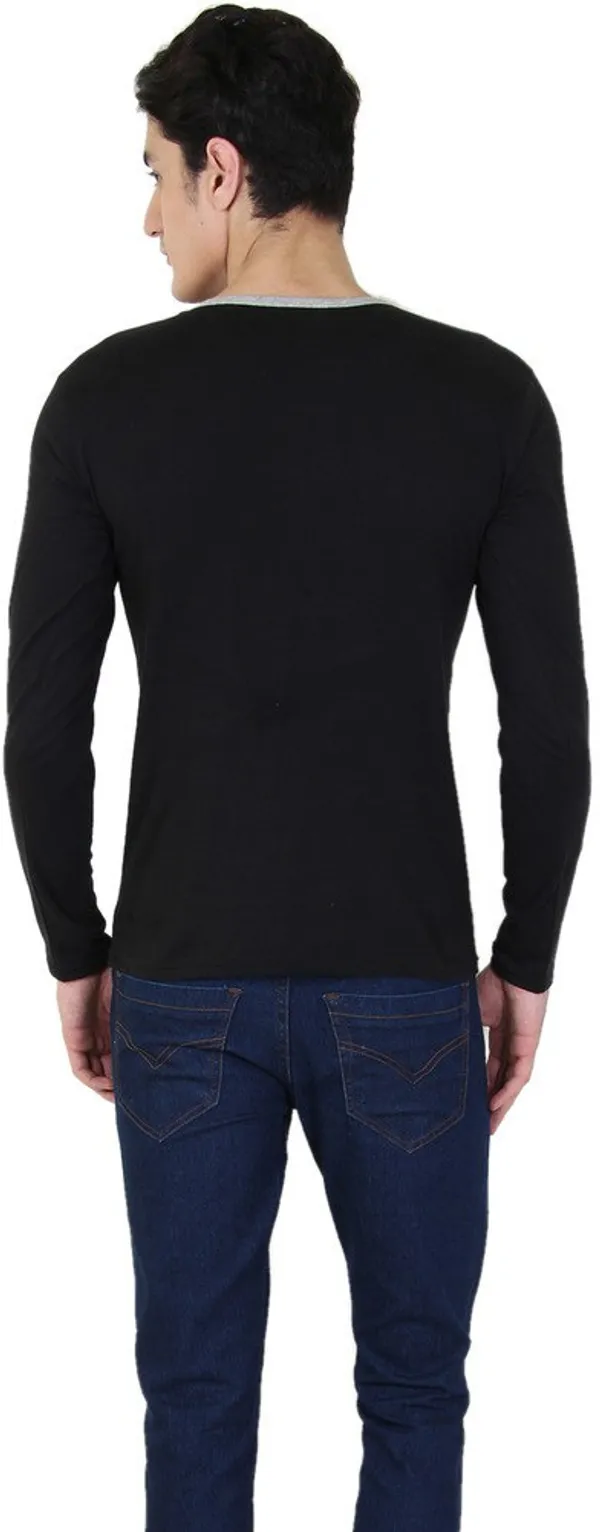 Black_Cotton_Blend_Full_Sleeve_Solid_Round_Neck_Regular_T-Shirt_For_Men