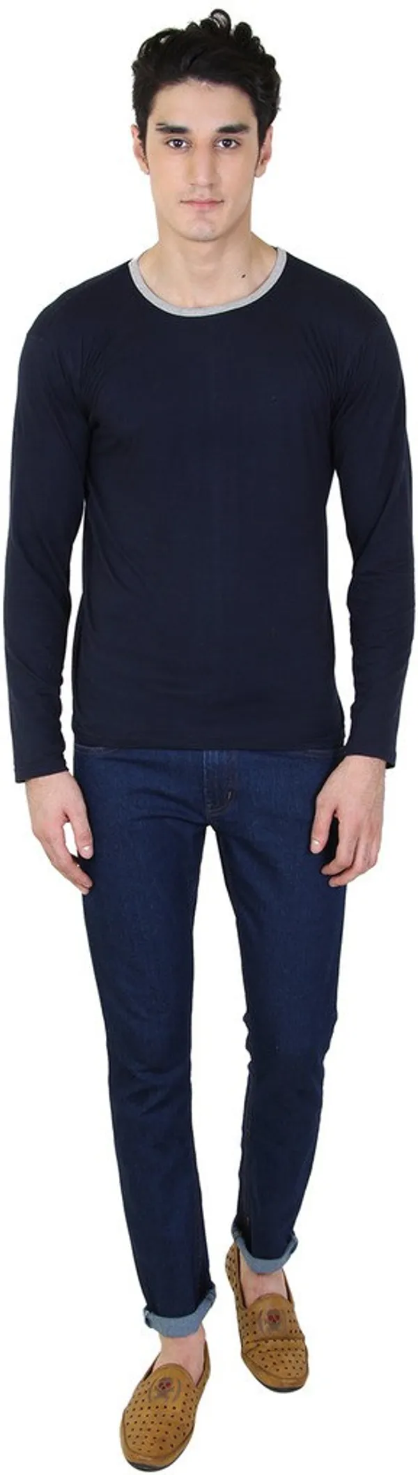 Blue_Cotton_Blend_Full_Sleeve_Solid_Round_Neck_Regular_T-Shirt_For_Men