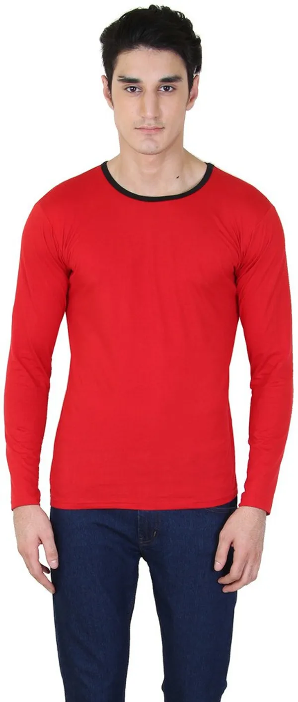 Red_Cotton_Blend_Full_Sleeve_Solid_Round_Neck_Regular_T-Shirt_For_Men
