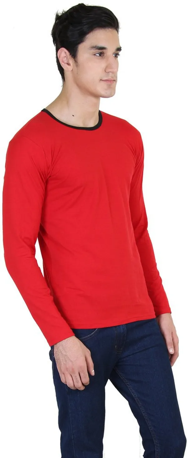 Red_Cotton_Blend_Full_Sleeve_Solid_Round_Neck_Regular_T-Shirt_For_Men