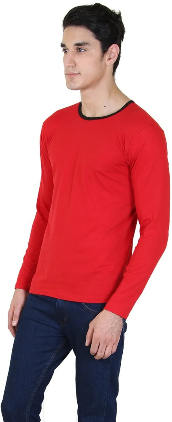 Red_Cotton_Blend_Full_Sleeve_Solid_Round_Neck_Regular_T-Shirt_For_Men