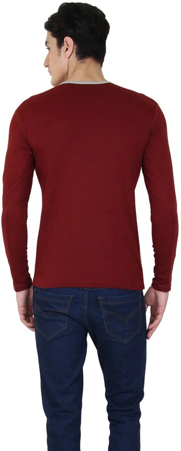 Maroon_Cotton_Blend_Full_Sleeve_Solid_V_Neck_Regular_T-Shirt_For_Men