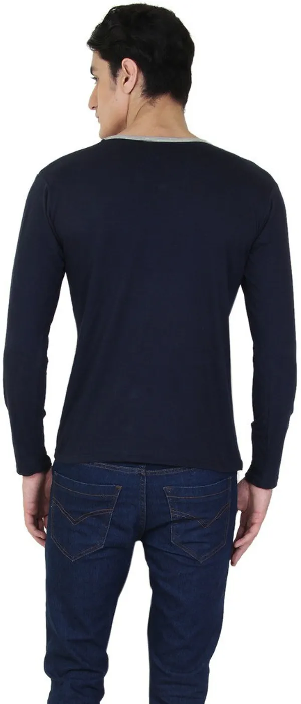 Blue_Cotton_Blend_Full_Sleeve_Solid_V_Neck_Regular_T-Shirt_For_Men