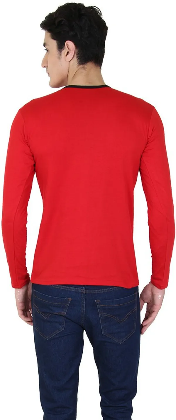 Red_Cotton_Blend_Full_Sleeve_Solid_V_Neck_Regular_T-Shirt_For_Men