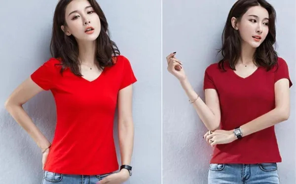 Cotton_Blend_Half_Sleeve_Solid_V_Neck_Regular_T-Shirt_For_Women_(pack_Of_2)