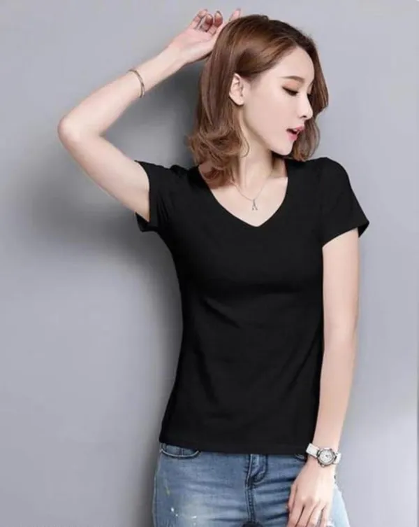 Cotton_Blend_Short_Sleeve_Solid_V_Neck_Regular_T-Shirt_For_Women_(Pack_Of_2)
