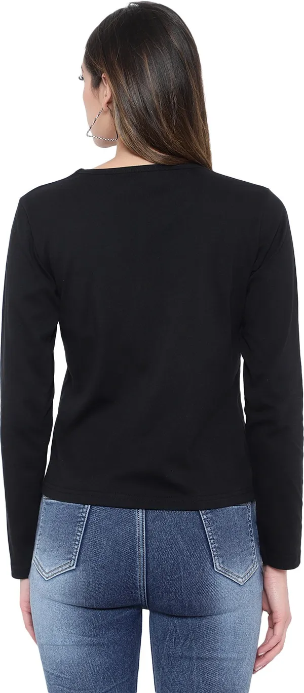 Black_Cotton_Blend_Full_Sleeve_Solid_V_Neck_Regular_T-Shirt_For_Women