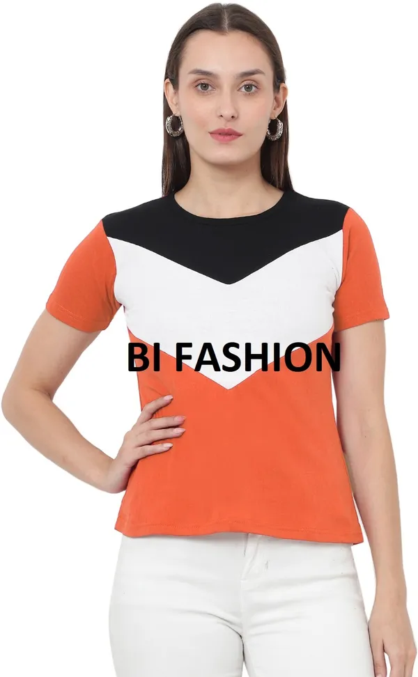 Cotton_Blend_Half_Sleeve_Colorblock_Round_Neck_Regular_T-Shirt_For_Women