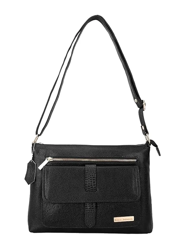 Black_Genuine_Leather_12_Inches_Tote_Bags_for_Women_|_Shoulder_Handbag_Satchel_ToteBag_|_Side_Sling_Bag_for_Women/Girls_|_Kitty_Party/Small_Travel/Shopping