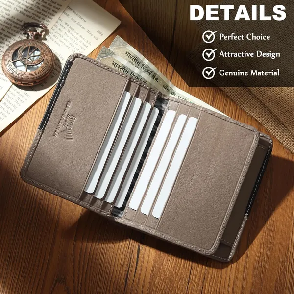 Black_&_Light_Grey_Dual_Color_Tone_Design_Men's_Pure_Leather_RFID_Protected_Bi-Fold_Wallet_-_Slim_Bi-Fold_Pop-Up_Design_-_Original_Leather_Wallet_for_Gift