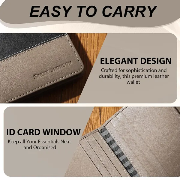 Black_&_Light_Grey_Dual_Color_Tone_Design_Men's_Pure_Leather_RFID_Protected_Bi-Fold_Wallet_-_Slim_Bi-Fold_Pop-Up_Design_-_Original_Leather_Wallet_for_Gift