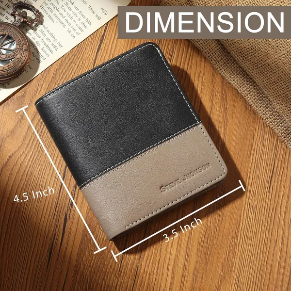 Black_&_Light_Grey_Dual_Color_Tone_Design_Men's_Pure_Leather_RFID_Protected_Bi-Fold_Wallet_-_Slim_Bi-Fold_Pop-Up_Design_-_Original_Leather_Wallet_for_Gift