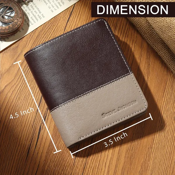 Brown_&_Light_Grey_Dual_Color_Tone_Design__Men's_Pure_Leather_RFID_Protected_Bi-Fold_Wallet_-_Slim_Bi-Fold_Pop-Up_Design_-_Original_Leather_Wallet_for_Gift