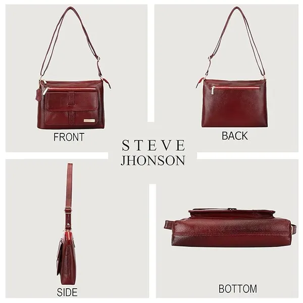 Maroon_Genuine_Leather_12_Inches_Tote_Bags_for_Women_|_Shoulder_Handbag_Satchel_ToteBag_|_Side_Sling_Bag_for_Women/Girls_|_Kitty_Party/Small_Travel/Shopping