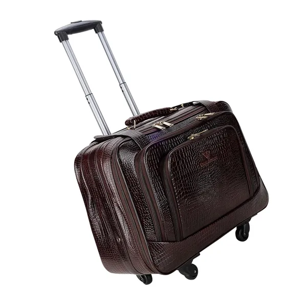Brown_Croco_4_Wheel_Cabin_Trolley_Bag_for_Men_|_Premium_Leather_Trendy_Design_Trolley_Bag