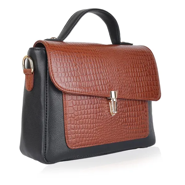 Black_&_Tan_Embossed_Sling_Bag_for_Women_|_Premium_Leather_Stylish_Bag_for_Everyday_Use