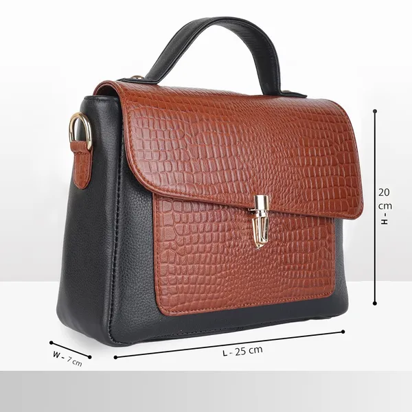 Black_&_Tan_Embossed_Sling_Bag_for_Women_|_Premium_Leather_Stylish_Bag_for_Everyday_Use